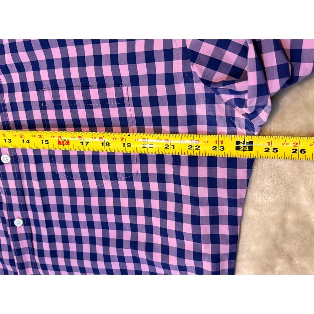 J Crew Mens Light Weight Plaid Button Down Shirt EUC X Large Pink Navy - Picture 4 of 7